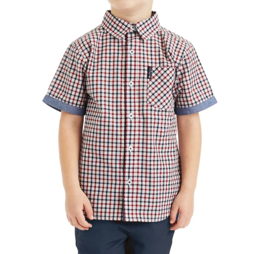 3/$15 Ben Sherman Baby Boys' Red/Blue/White Short-Sleeve Button-Down Shirt, 24…